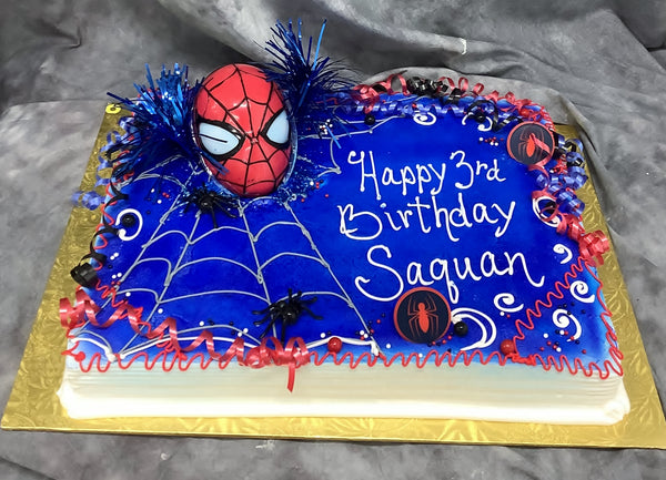 Spiderman Sheet Cake With Figure Set Tiffanys Bakery