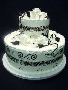 Black and White Fondant Cake with Diamond Loop Bow - B0135 – Circo's Pastry  Shop