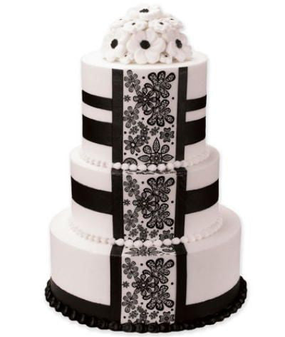 Black Blossom Panel Premier Wedding Cake – Tiffany's Bakery