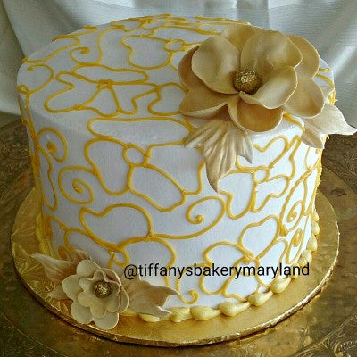 Golden Glitter Round Cake – Tiffany's Bakery